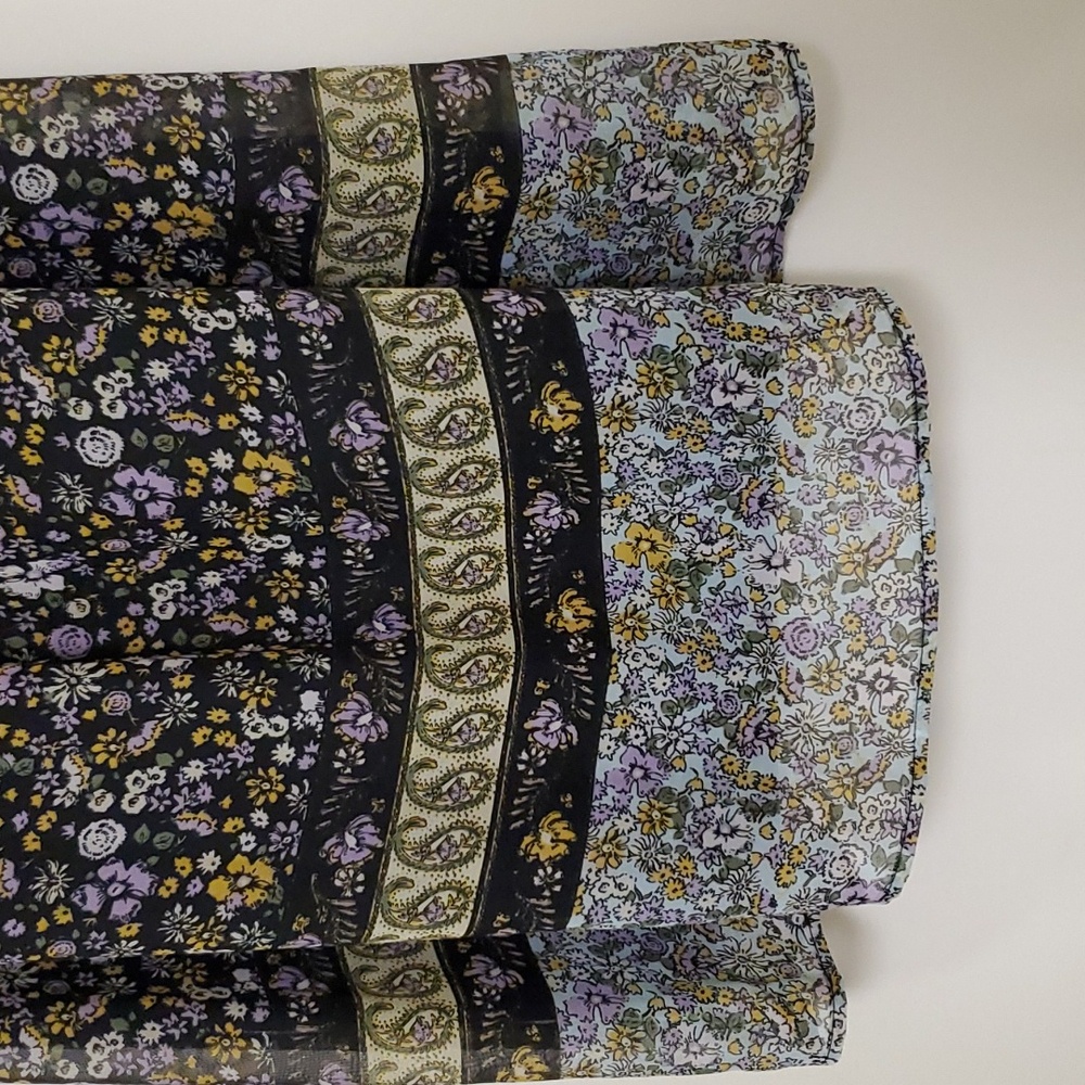 NWT Aqua Puffsleeve Boho Floral & Paisley Peasant Mid Length Multi Color Sz L - Picture 9 of 17